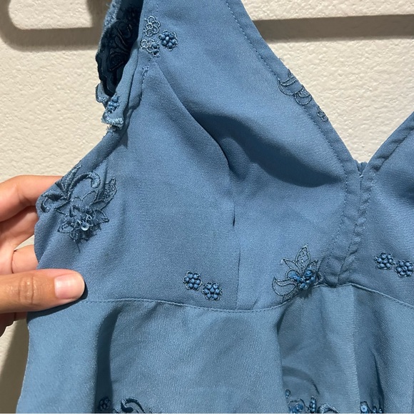 Free People Hard To Handle Top small blue beaded flutter sleeve - Picture 6 of 10